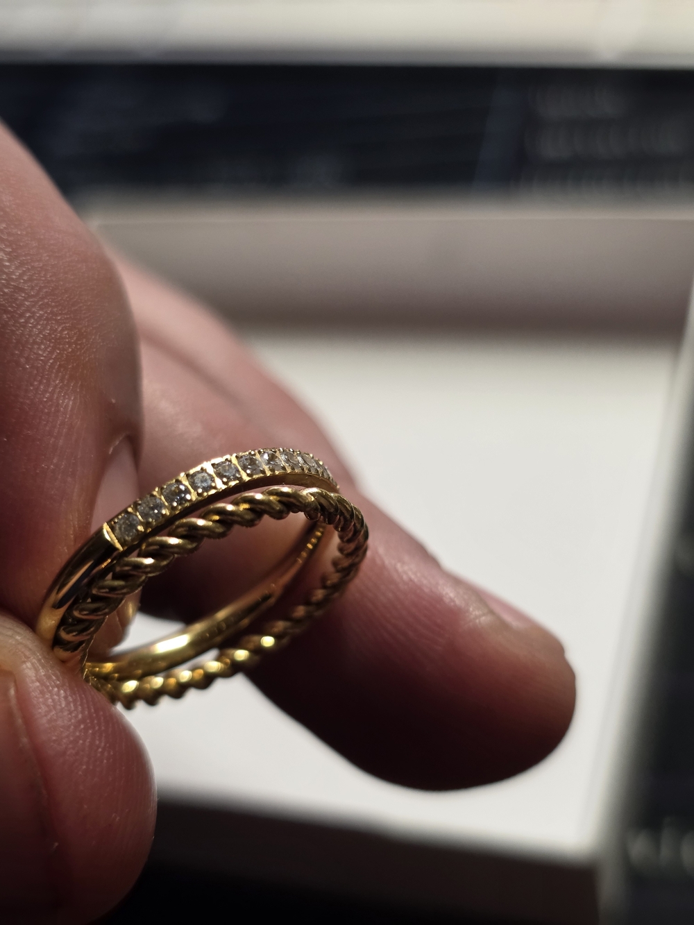 Gold Pave and Twisted Rope Ring